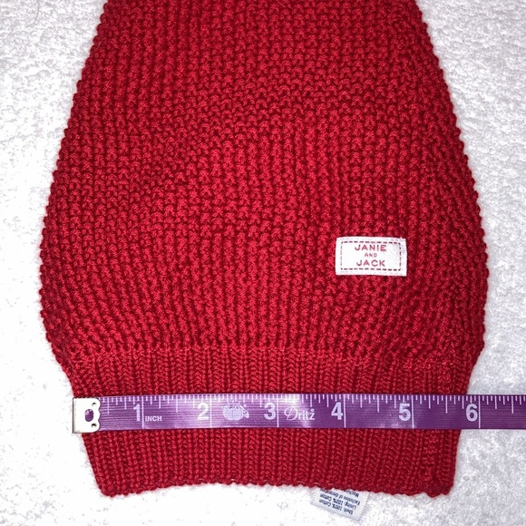 Janie and jack red Christmas Santa pom pom knit hat 0/3m - Picture 4 of 8